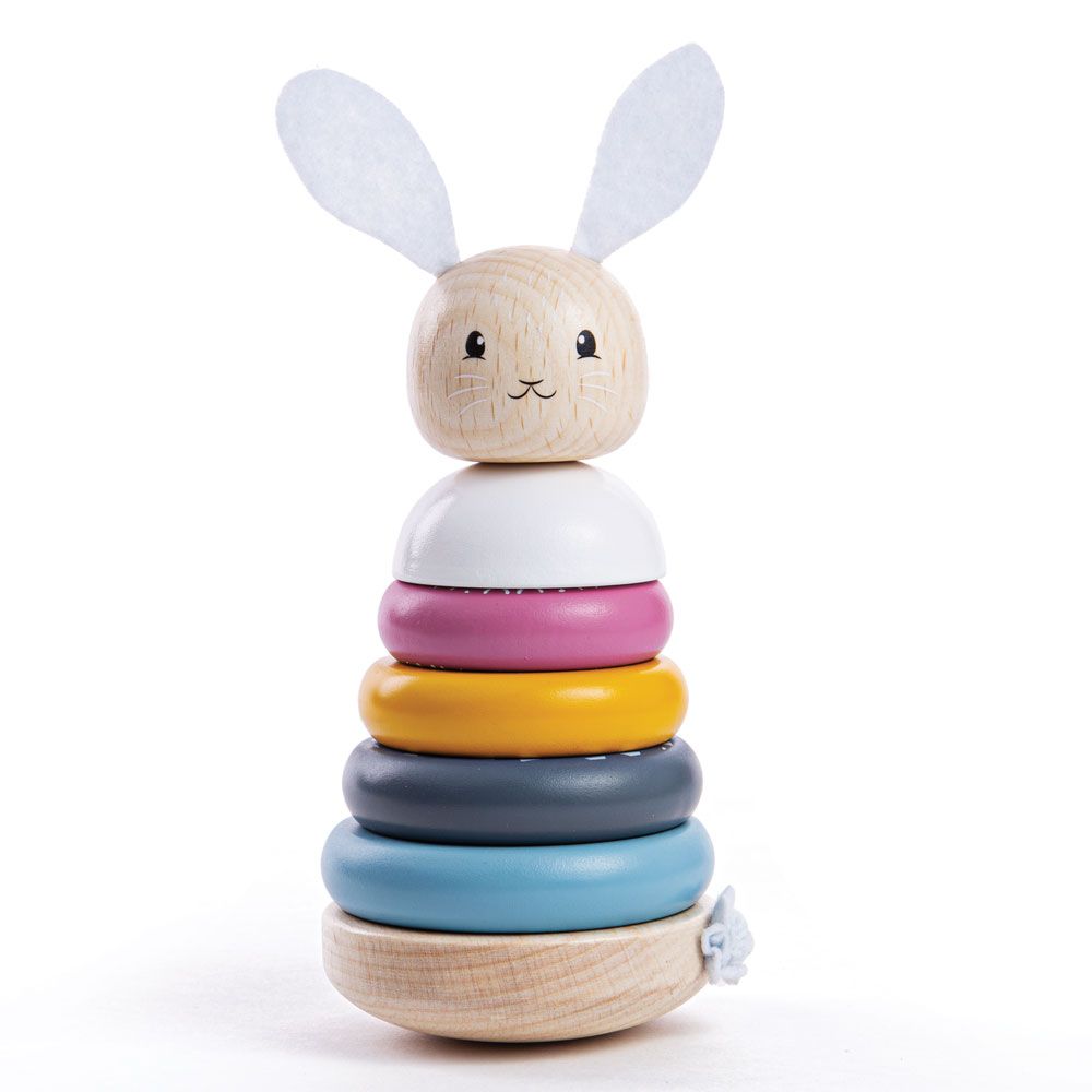 E-shop Bigjigs Toys Drevená nasadzovacia veža Zajko