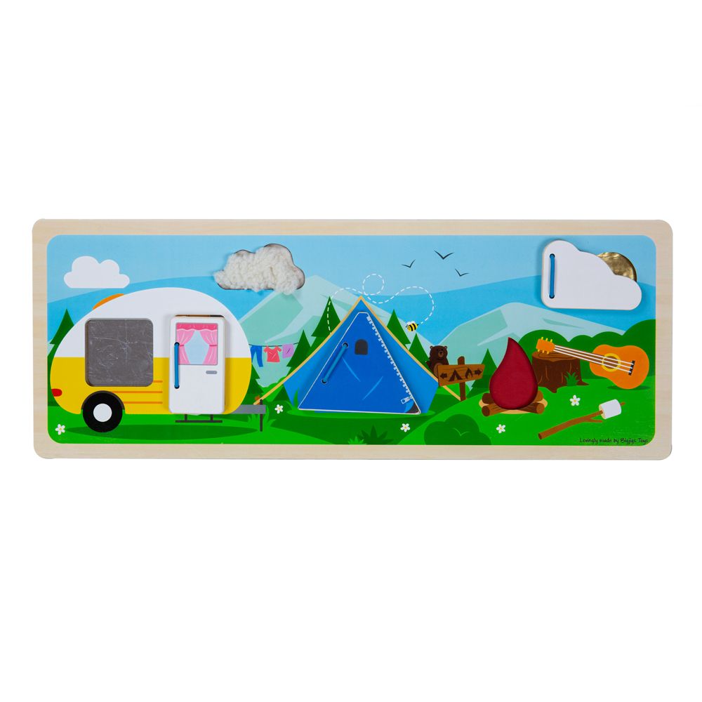 E-shop Bigjigs Toys Senzorická doska Kempovanie v prírode