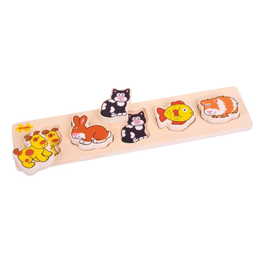 E-shop Bigjigs Toys Drevené vkladacie puzzle - Domáce zvieratá