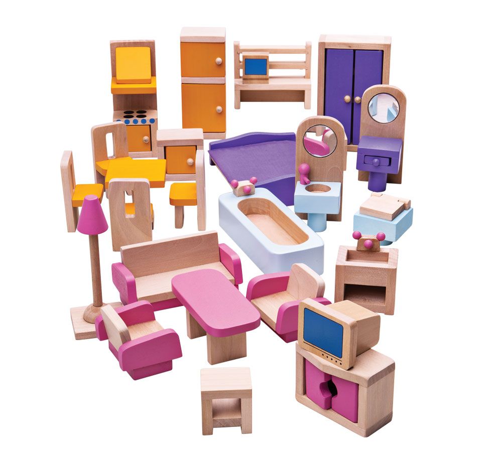 E-shop Bigjigs Toys Drevený nábytok do domčeka pre bábiky