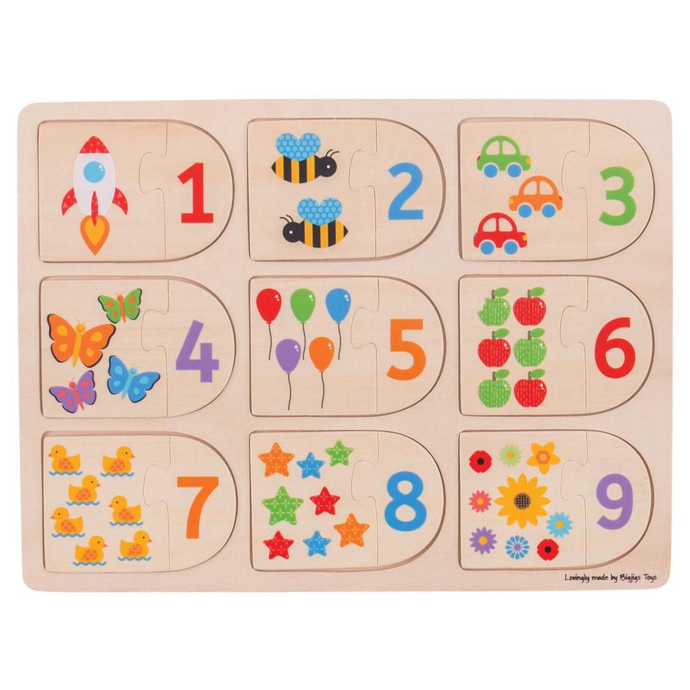 E-shop Bigjigs Toys Vkladacie puzzle Obrázky a počítanie
