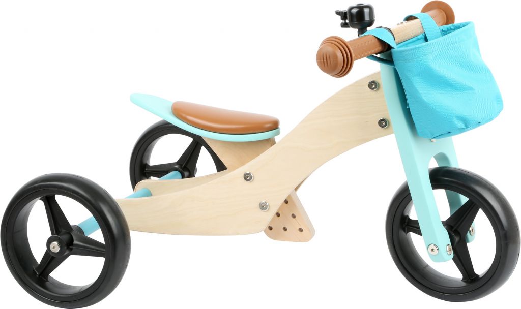 E-shop Drevené odrážadlo pre deti Trike 2v1 tyrkysové