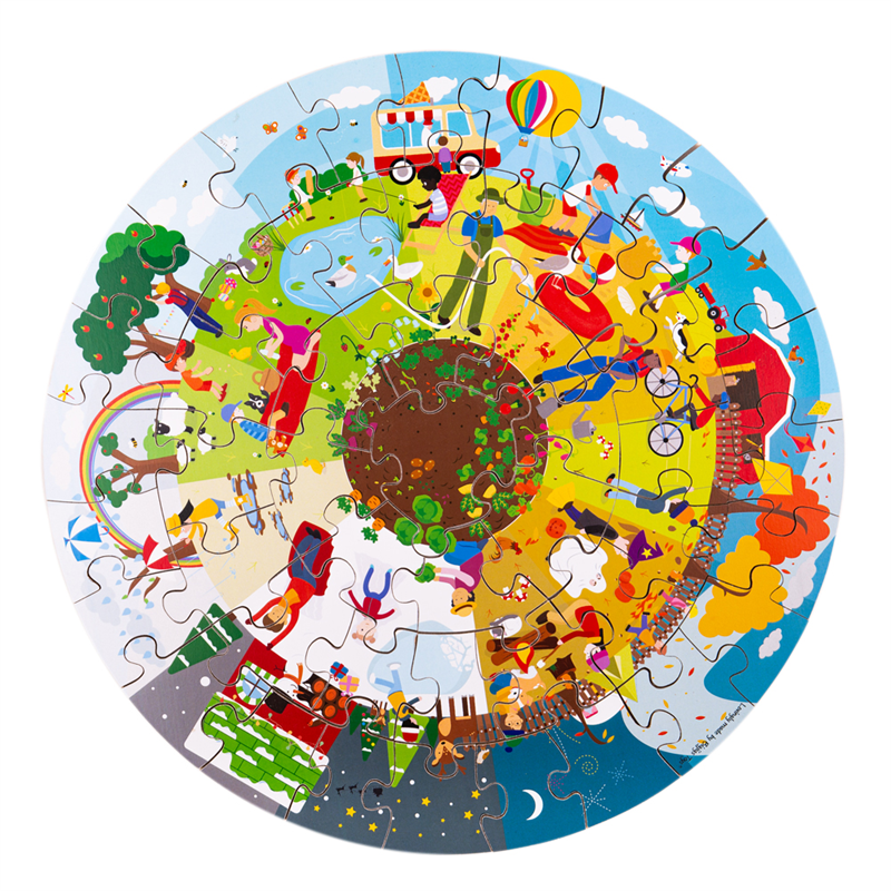 E-shop Bigjigs Toys Okrúhle podlahové puzzle Štyri ročné obdobia 50 ks