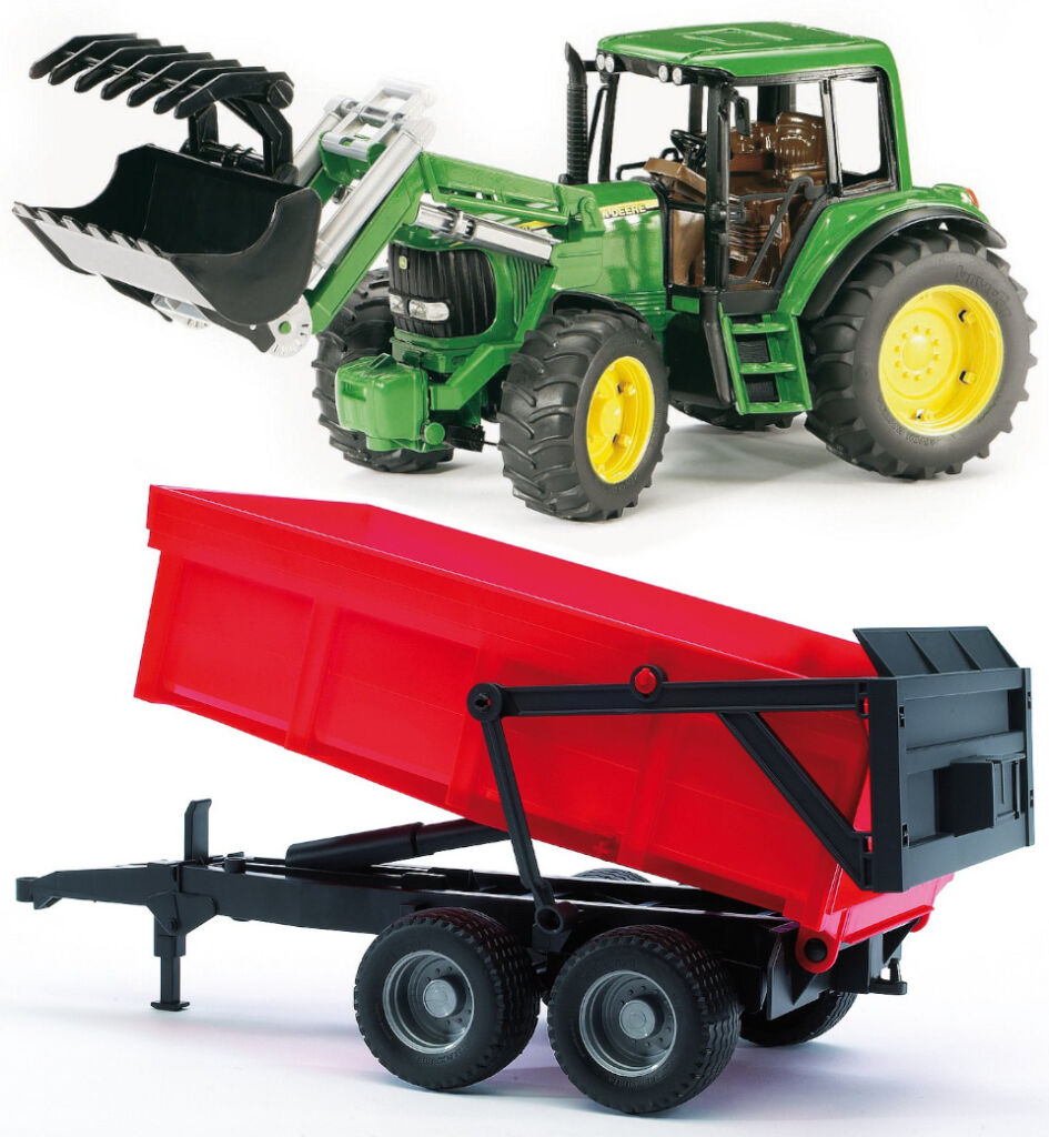 Bruder 1127 Traktor s čelným nakladačom a prívesom