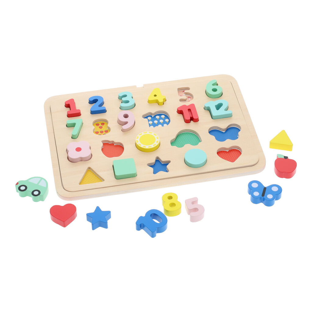 E-shop Petitcollage Vkladacie puzzle s číslami a tvarmi viacjazyčné