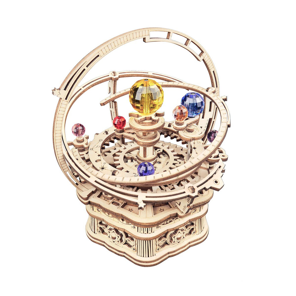 RoboTime Drevené 3D mechanické puzzle Hracia skrinka Historický orloj 101 ks