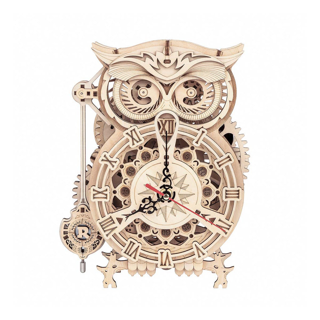 E-shop RoboTime Drevené 3D mechanické puzzle Sovie hodiny 161 ks