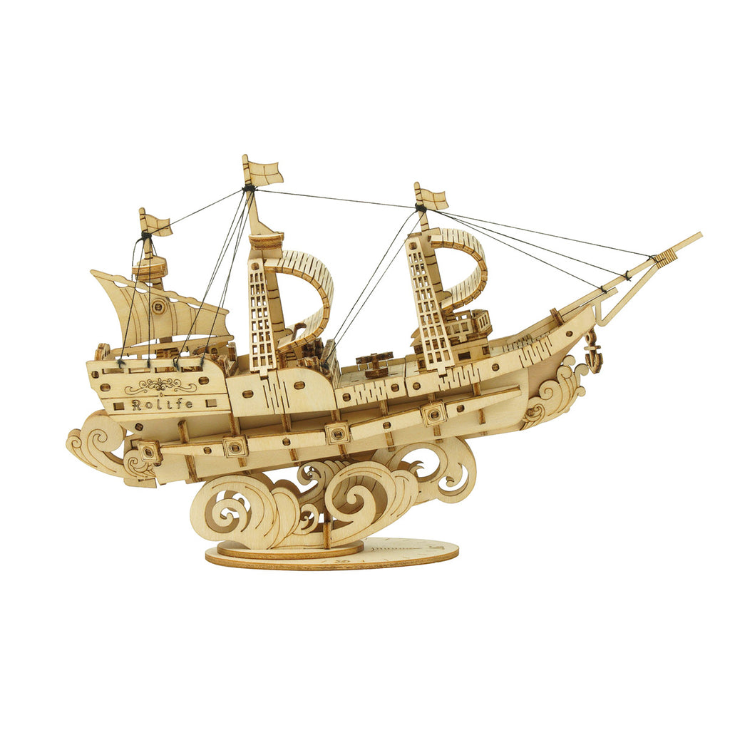 E-shop RoboTime Drevené 3D puzzle Vojenská plachetnica 118 ks
