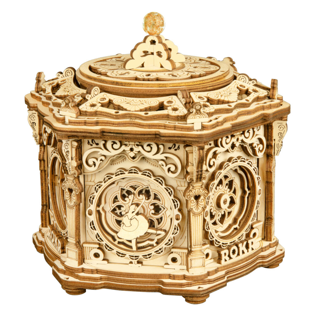 RoboTime Drevené 3D mechanické puzzle Hracia skrinka Renesančná kazeta 315 ks