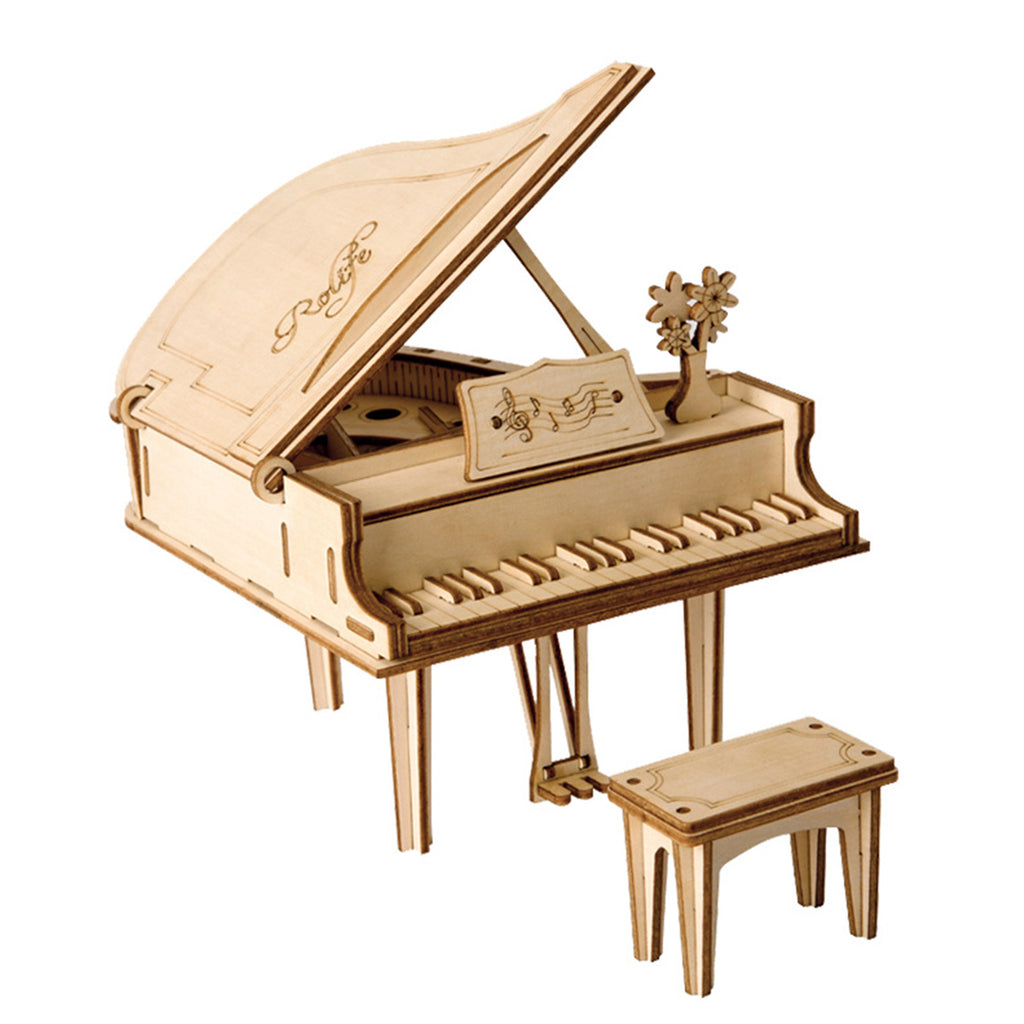 E-shop RoboTime Drevené 3D puzzle Veľké piano 74 ks