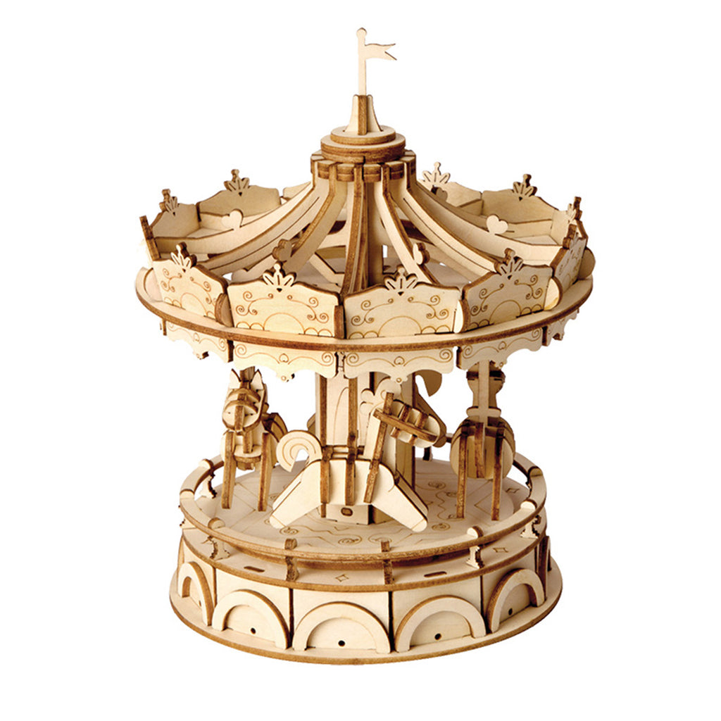 E-shop RoboTime Drevené 3D puzzle Veselý kolotoč 178 ks