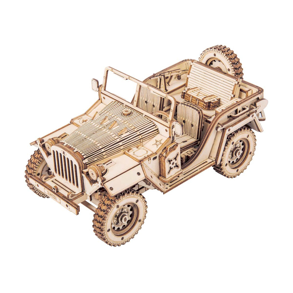 E-shop RoboTime Drevené 3D puzzle Vojenský jeep 369 ks