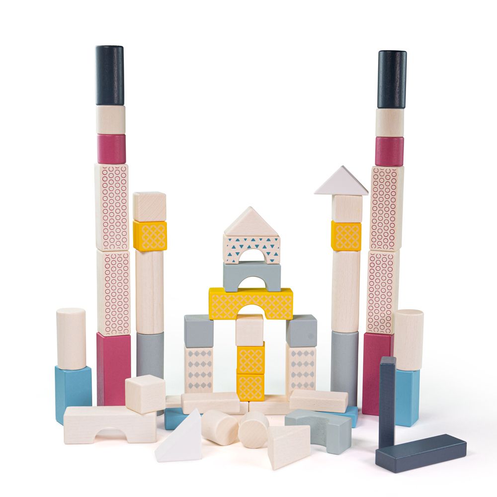E-shop Bigjigs Toys Vedierko s kockami 50 ks