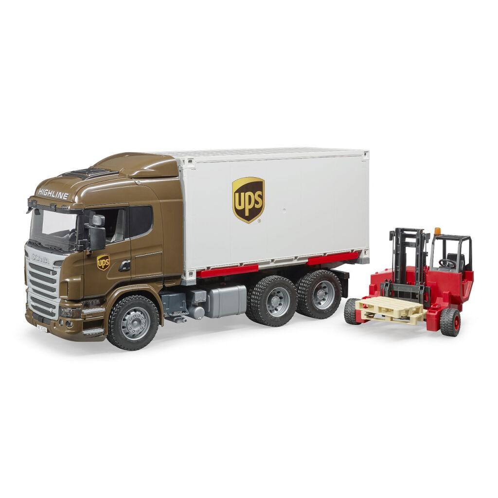 Bruder 3581 Nákladné auto Scania R UPS s vysokozdvižným vozíkom