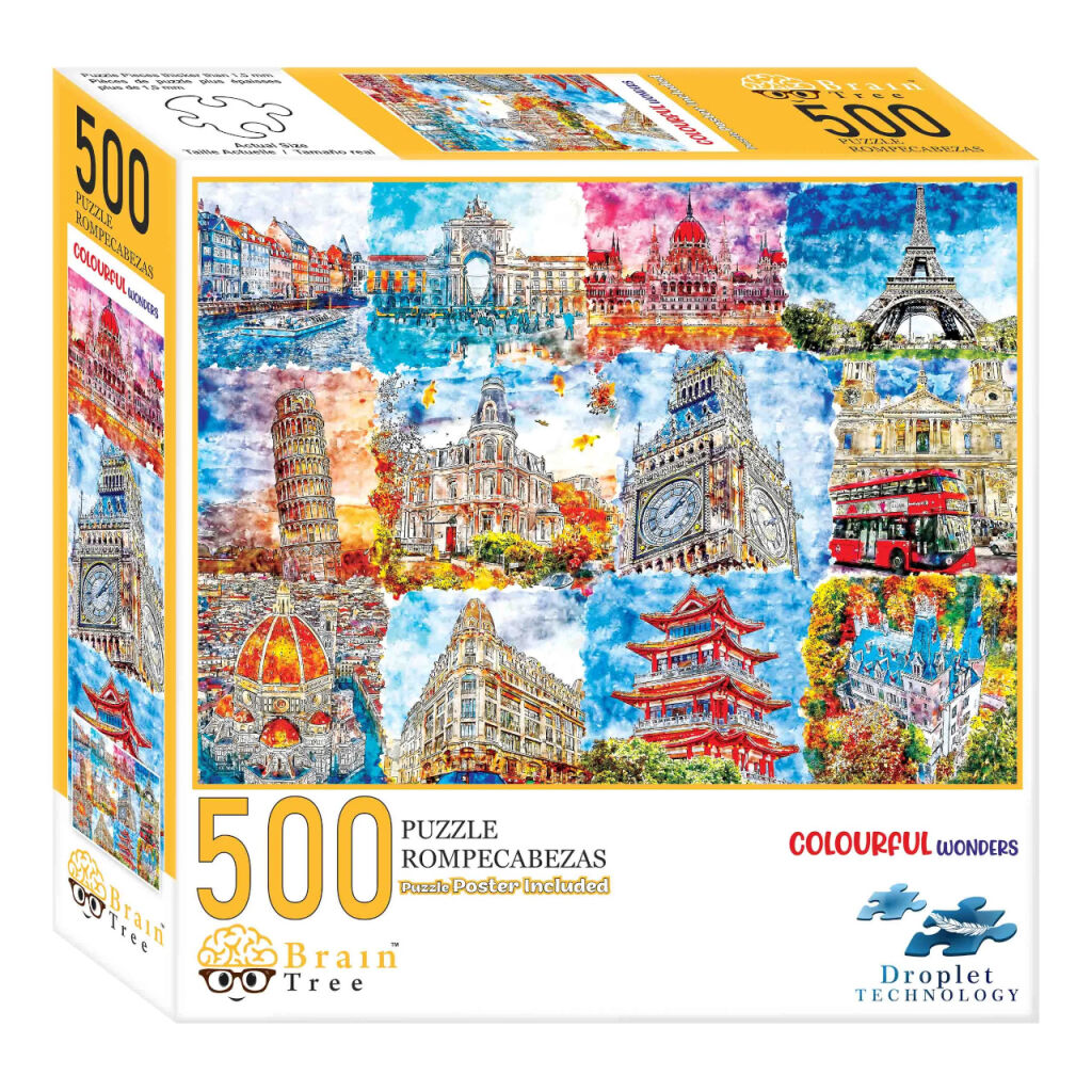 E-shop Brain Tree Puzzle Pamiatky vo farbách 500 dielikov