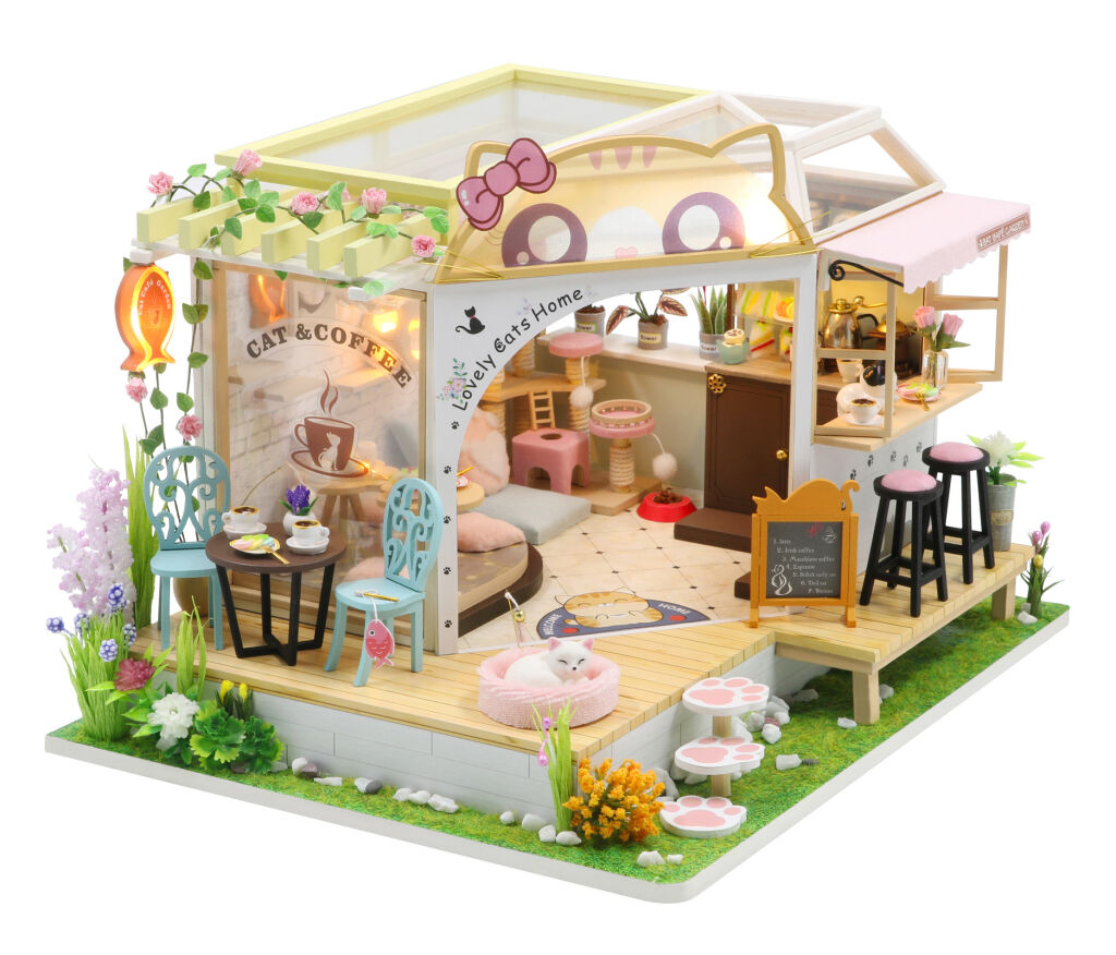 E-shop Dvěděti Miniatúra domčeka Mačacia kaviareň so záhradkou
