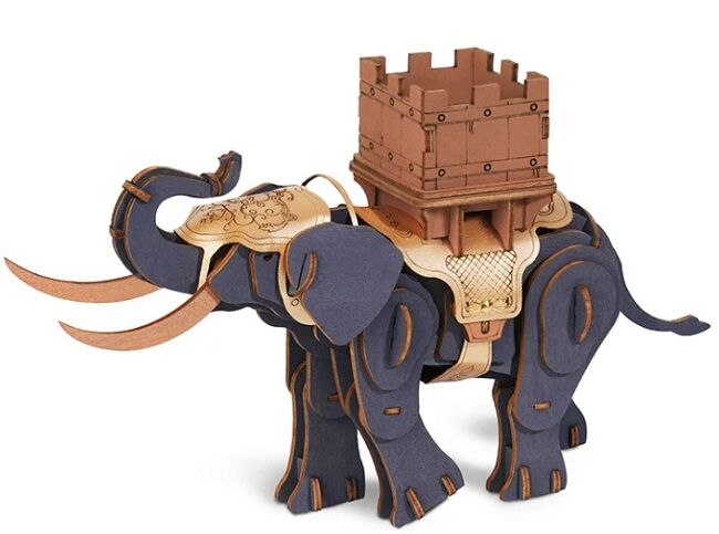 E-shop RoboTime Drevené 3D puzzle Bojovný slon
