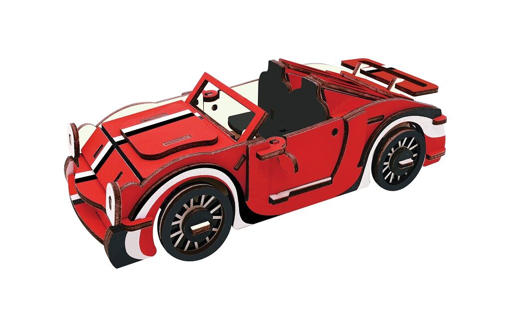 E-shop Woodcraft Drevené 3D puzzle Červený kabriolet