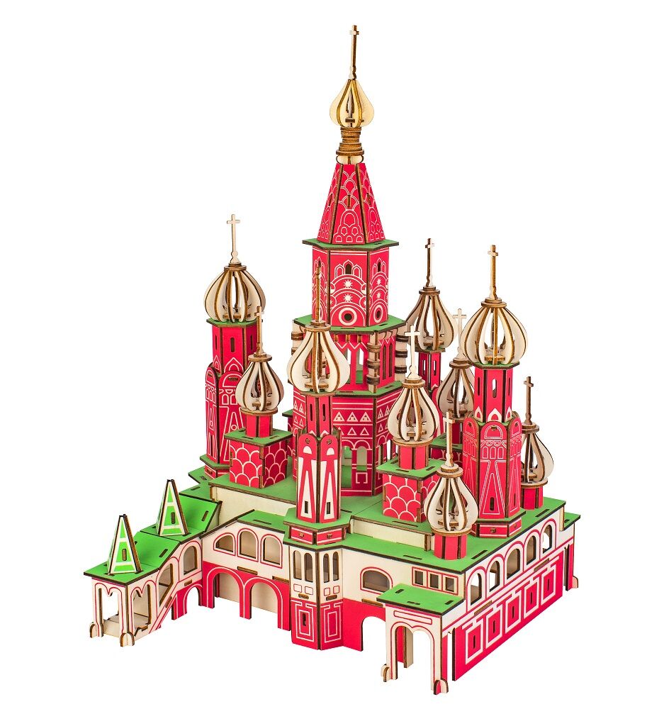 E-shop Woodcraft Drevené 3D puzzle Chrám Vasila Blaženého farebný