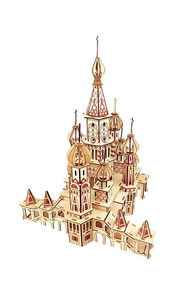 E-shop Woodcraft Drevené 3D puzzle Chrám Vasila Blaženého prírodný