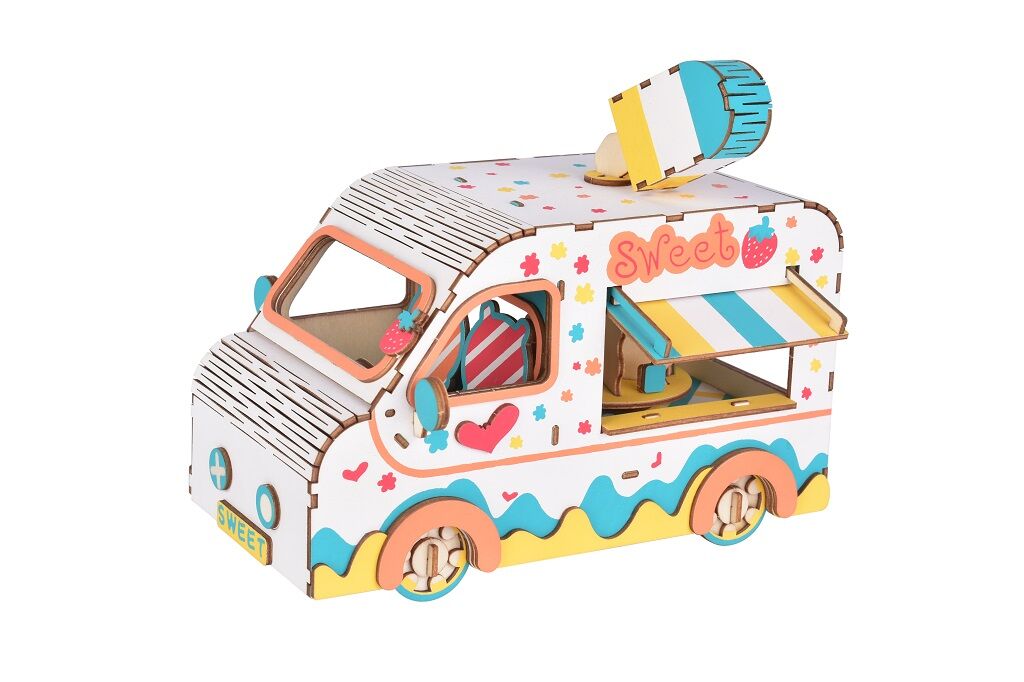 E-shop Woodcraft Drevené 3D puzzle Zmrzlinárske auto