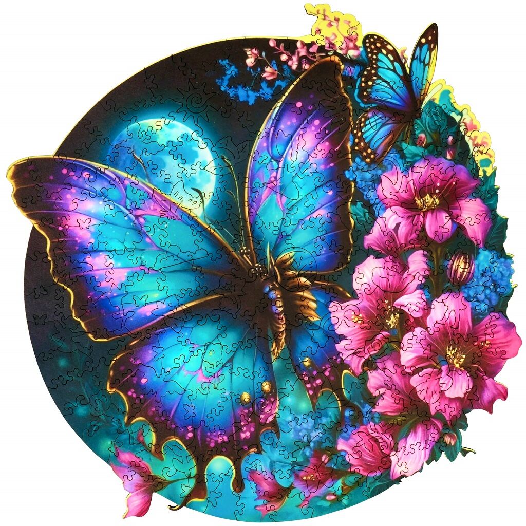 E-shop Drevené luminiscenčné puzzle Motýľ 500 dielikov