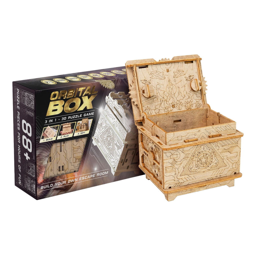 E-shop 3D drevená mechanická skladačka hlavolamu Orbitálna schránka