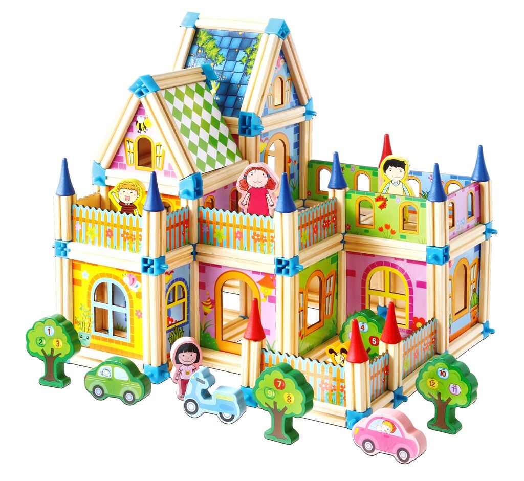 E-shop 2Kids Toys Drevená stavebnica Zámok farebný