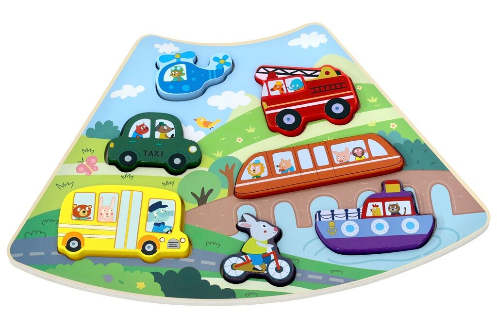 E-shop 2Kids Toys Drevené puzzle Dopravné prostriedky prepojiteľné