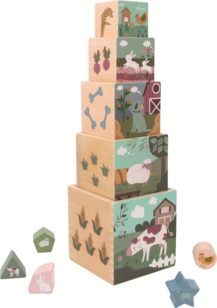E-shop 2Kids Toys Skladacia veža z kociek Farma