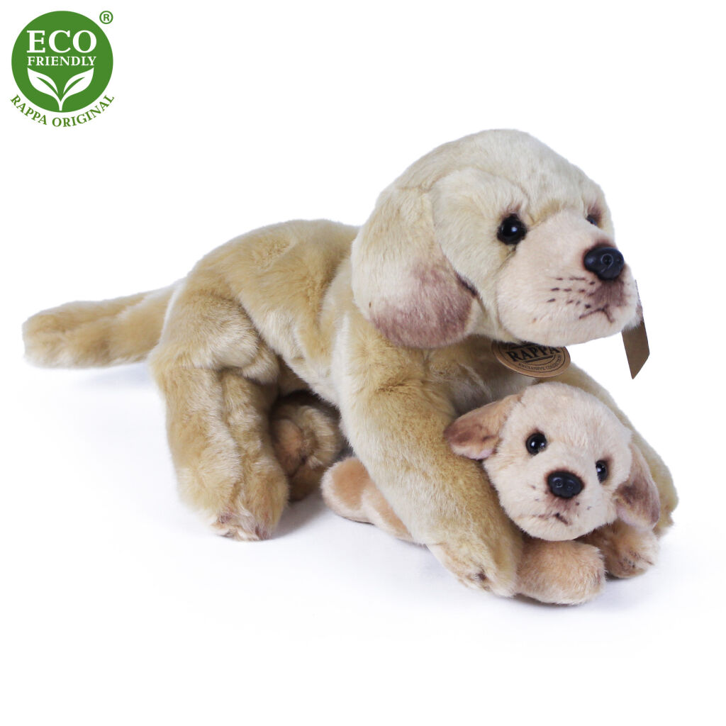 E-shop Plyšový labrador so šteniatkom ležiaci 25 cm ECO-FRIENDLY
