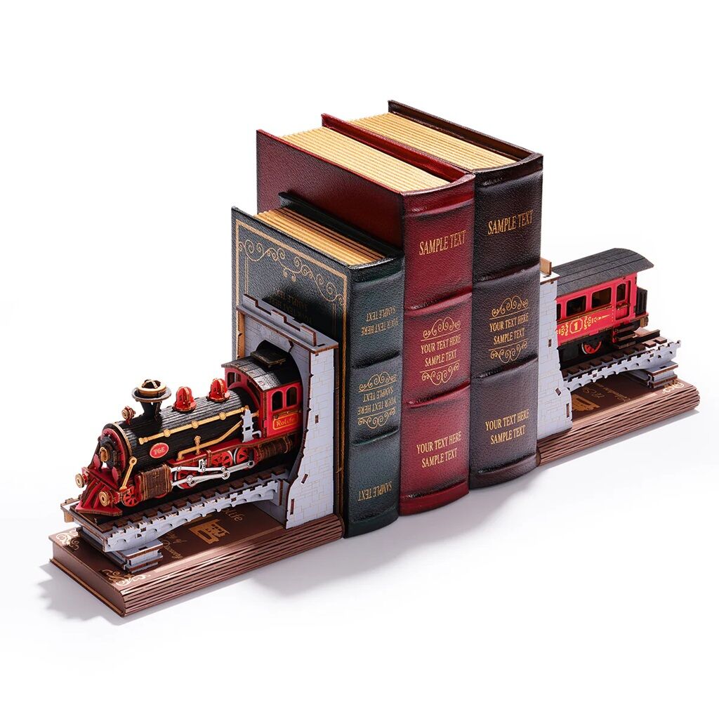 E-shop RoboTime 3D drevené puzzle Zarážka na knihy Historický parný vlak