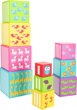 Veža z kociek Divoké zvieratá 1, drevené hračky pre deti