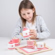 Drevená čajová súprava ružová, 4 hračka pre deti