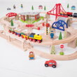 Bigjigs Rail Drevená dvojúrovňová vláčikodráha 130 ks, 3, hračky pre deti