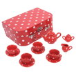Bigjigs Toys Červený bodkovaný porcelánový čajový set