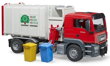 Bruder 3761 Smetiarske auto MAN TGS, 4 hračky pre deti