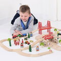 Hračka Bigjigs Rail Drevená vláčikodráha s vidieckou cestou 80 ks, 9530