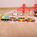 Hračka Bigjigs Rail Drevené vláčiky - Nákladný vlak s ovocím a zeleninou, 3523