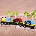 Hračka Bigjigs Rail Drevené vláčiky - Nákladný vlak s autami + koľaje, 7147