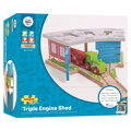 Hračka Bigjigs Rail Drevené vláčiky - Trojité depo s vrátami, 5