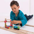 Hračka Bigjigs Rail Drevené vláčiky - Kontajnerové prekladisko, 11812