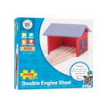 Hračka Bigjigs Rail Drevené vláčiky - Tehlové depo pre dva vláčiky, 5073