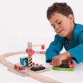 Hračka Bigjigs Rail Drevené vláčiky - Uhoľný prístav so žeriavom, 11471