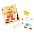 Drevené obliekacie puzzle v krabičke - Pán Medveď, 1 hračka pre deti