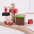 Hračka Bigjigs Rail Drevené vláčiky - Uhoľná baňa s žeriavom, 4584