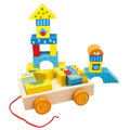 Bino Drevený vozík s kockami 19 ks, 1, hračka pre dieťa
