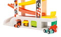 Pretekárska dráha s parkoviskom a garážami 3, drevené hračky pre deti