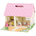 Bigjigs Toys Prenosný drevený domček pre bábiky