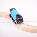 Hračka Bigjigs Rail Drevené vláčiky - Elektrická lokomotíva modrá Mallard, 7461